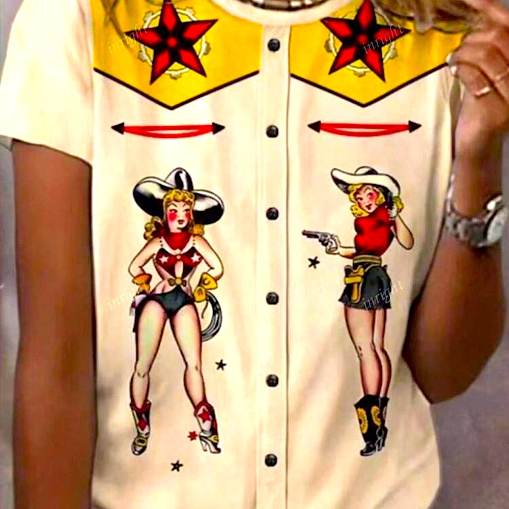 Retro Vintage Rockabilly Western Graphic Tee w Cowboy Hat Plus 2X